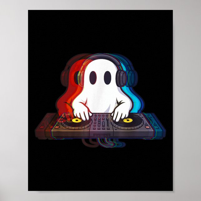 House Music Ghost Optical Illusion Boo Edm Hallowe Poster (Front)