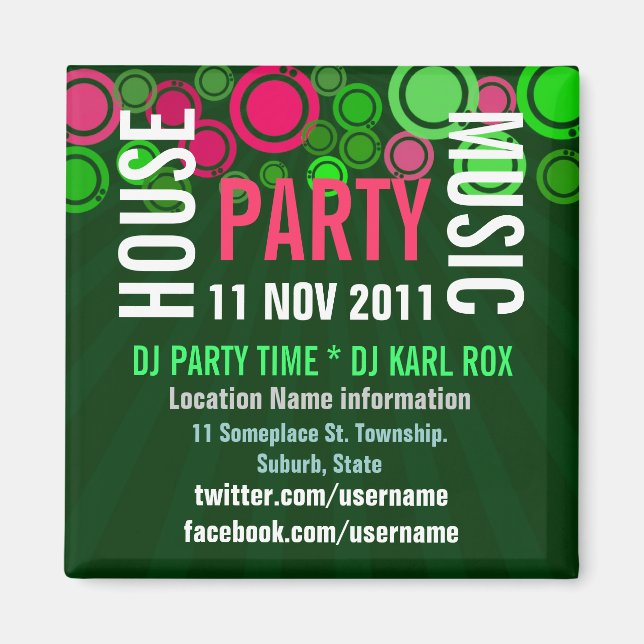 House Music Party Événement Magnet promotionnel (Devant)