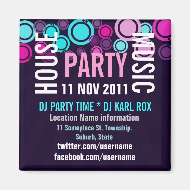 House Music Party Événement Magnet promotionnel (Devant)