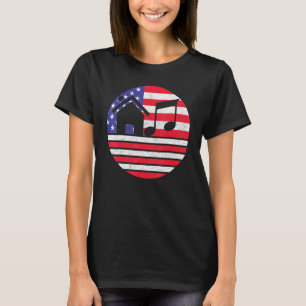 House Music - Vintage Usa Flag Sunset Edm Dj Retro T-Shirt