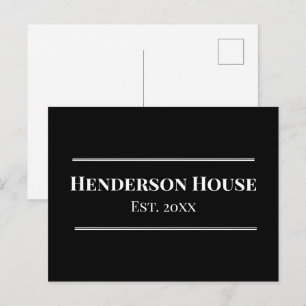 House Name Year Est. Family Home Merch Black Postcard