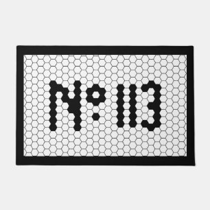 House Number Apartment Vintage Tile Design 113 Doormat