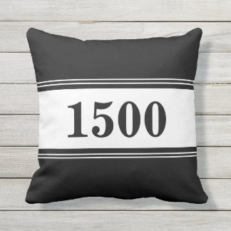 House Number for Street Address on Black and White Outdoor Pillow