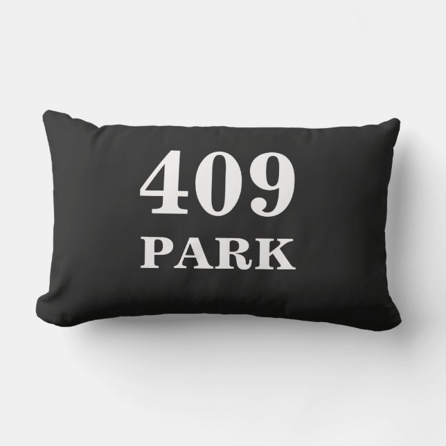 House Number Home Street Address Black White  Lumbar Pillow (Front)