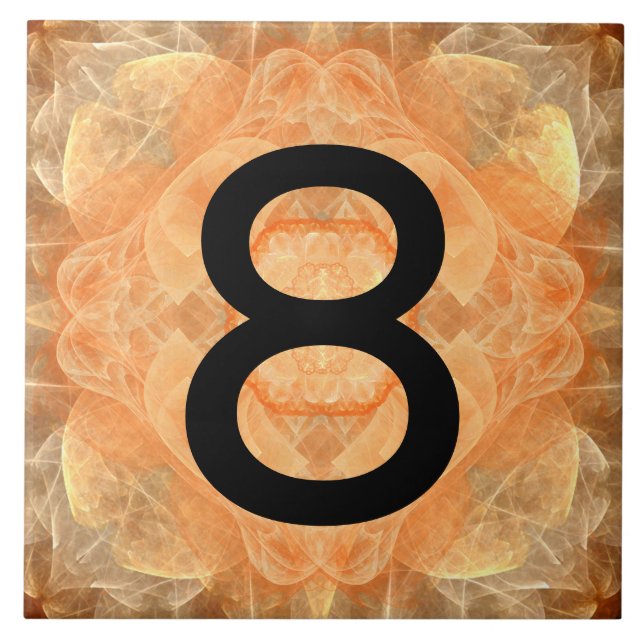 House Number on Orange Lace Ceramic Tile (Front)