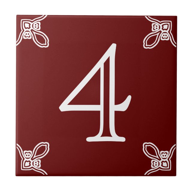 House Number - Spanish White on Brown Tile (Front)
