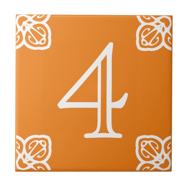 House Number - Spanish White on Orange Tile (Front)