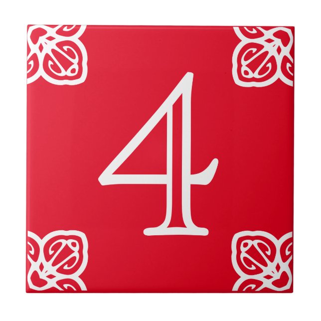 House Number - Spanish White on Red Tile (Front)