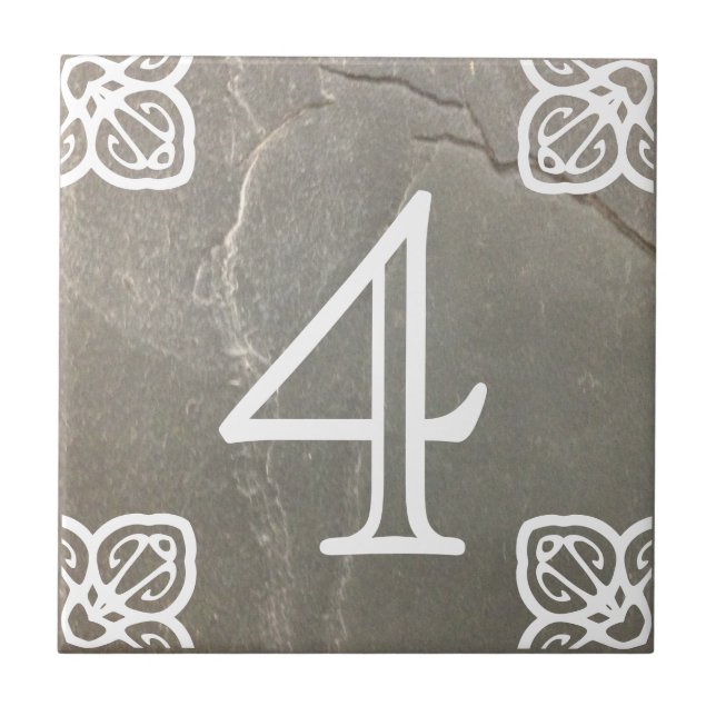 House Number - Spanish White on Slate Tile (Front)