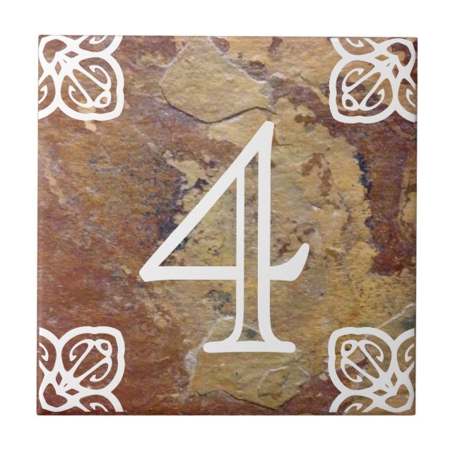 House Number - Spanish White on Slate Tile (Front)