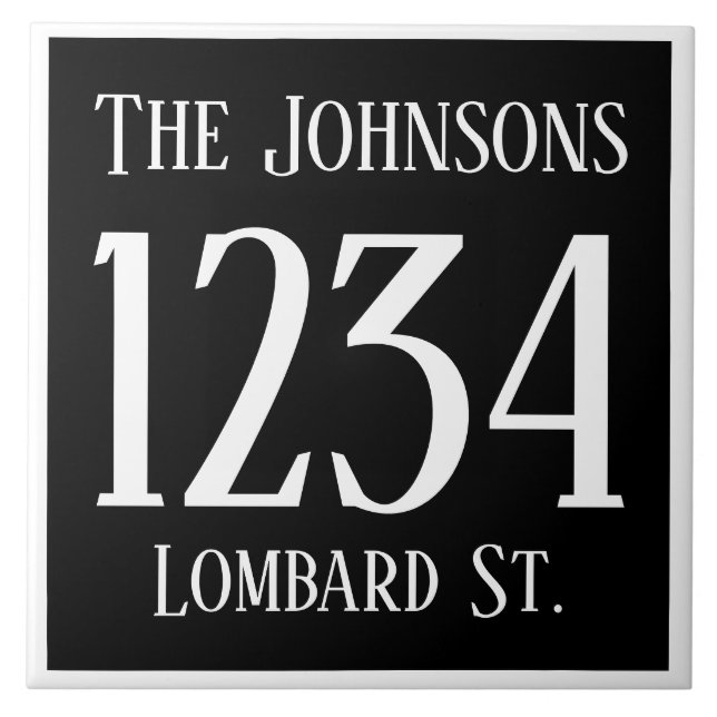 House Number with Street & Name Tile (Front)