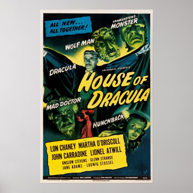 House of Dracula 1945 Vampire Vintage Movie Poster (Front)
