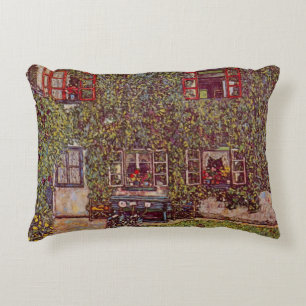 House of Guardaboschi by Gustav Klimt, Vintage Art Decorative Pillow