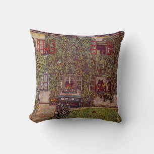 House of Guardaboschi by Gustav Klimt, Vintage Art Throw Pillow
