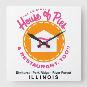 House of Pies, Park Ridge, Elmhurst, River Forest, Square Wall Clock
