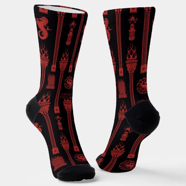 House of the Dragon Crest Pattern Socks (Angled)