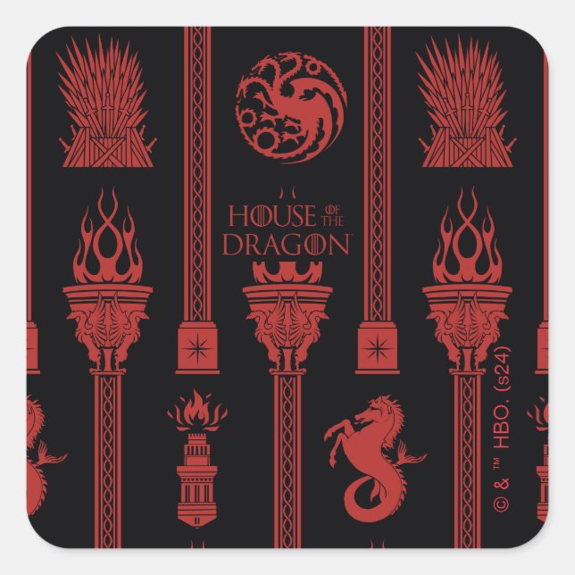 House of the Dragon Crest Pattern Square Sticker (Front)