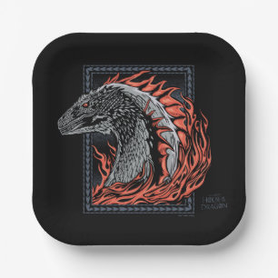 HOUSE OF THE DRAGON Dragon Profile in Flames Paper Plate