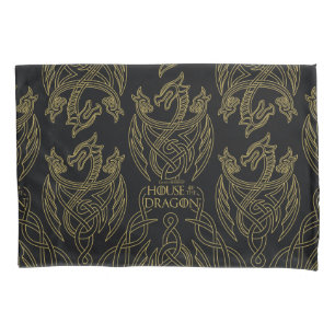 HOUSE OF THE DRAGON   Gold Filigree Dragon Pattern Pillowcase