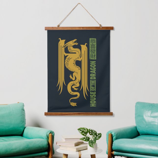 House of the Dragon Gold & Green New Year | 恭喜發財 Hanging Tapestry (Living Room)