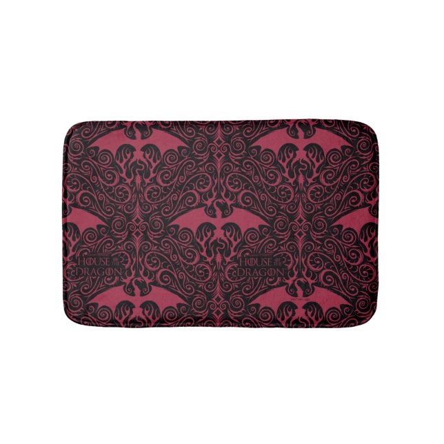 HOUSE OF THE DRAGON | Red Dragon Filigree Pattern Bath Mat (Front)