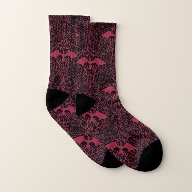HOUSE OF THE DRAGON | Red Dragon Filigree Pattern Socks (Pair)