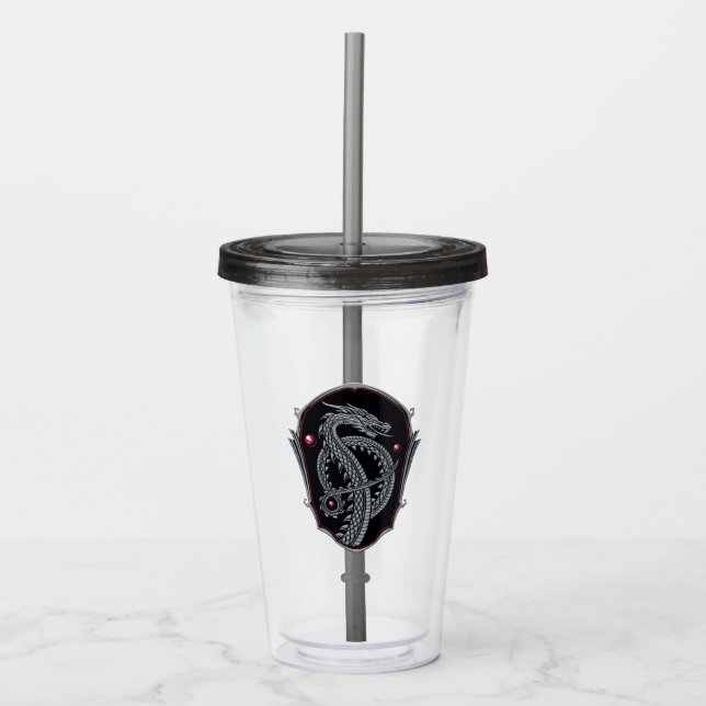 HOUSE OF THE DRAGON | Silver Dragon Crest Acrylic Tumbler (Front)