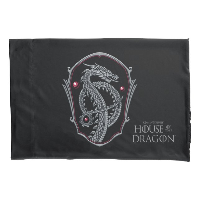 HOUSE OF THE DRAGON | Silver Dragon Crest Pillowcase (Front)
