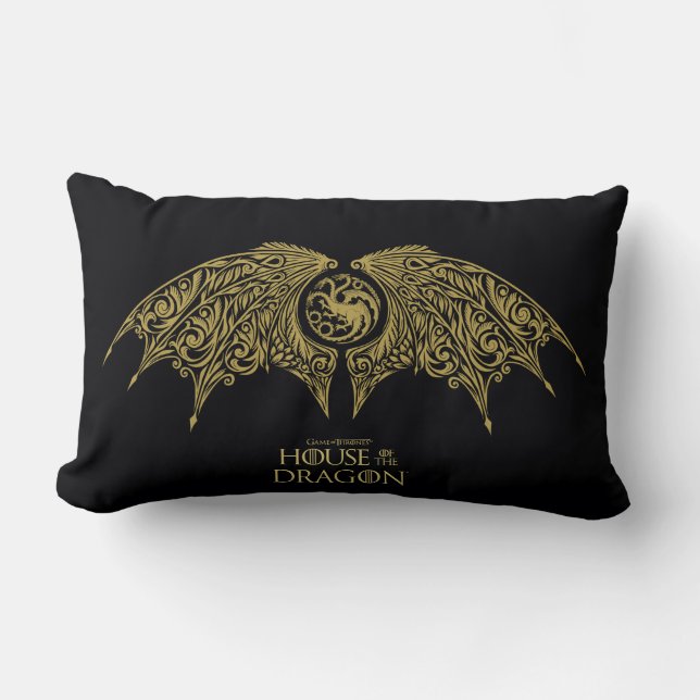 HOUSE OF THE DRAGON | Winged Targaryen Crest Lumbar Pillow (Front)