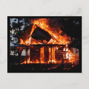 HOUSE ON FIRE POSTCARD