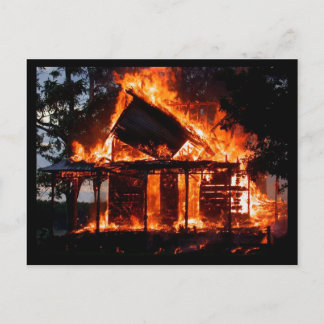 HOUSE ON FIRE POSTCARD
