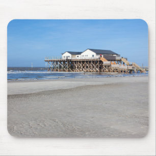 House on stilts at the beach of St. Peter Ording Mouse Pad