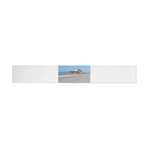 House on stilts at the beach of St. Peter Ording Wraparound Address Label