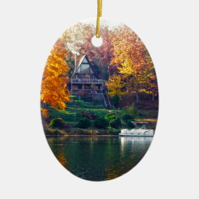 House on the Lake Ceramic Ornament (Front)