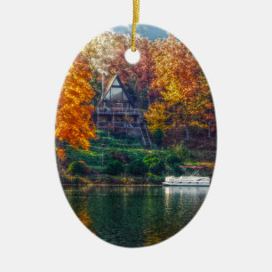 House on the Lake Ceramic Ornament