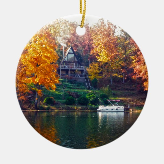 House on the Lake Ceramic Ornament (Front)