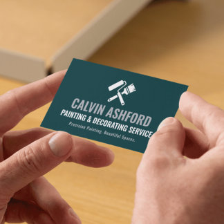 House Painter and Decorator Modern Teal & Silver Business Card