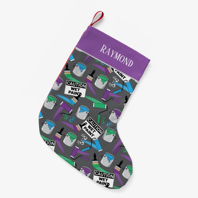 House Painter and Decorator Patterned Small Christmas Stocking (Front (Hanging))
