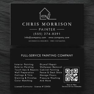 House Painter Black Silver QR Code Business Card