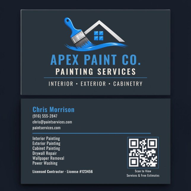 House Painting QR Code Professional Services Business Card (Creator Uploaded)