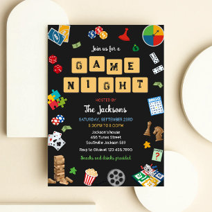 House Party, Board Games, Game Night Birthday Invitation