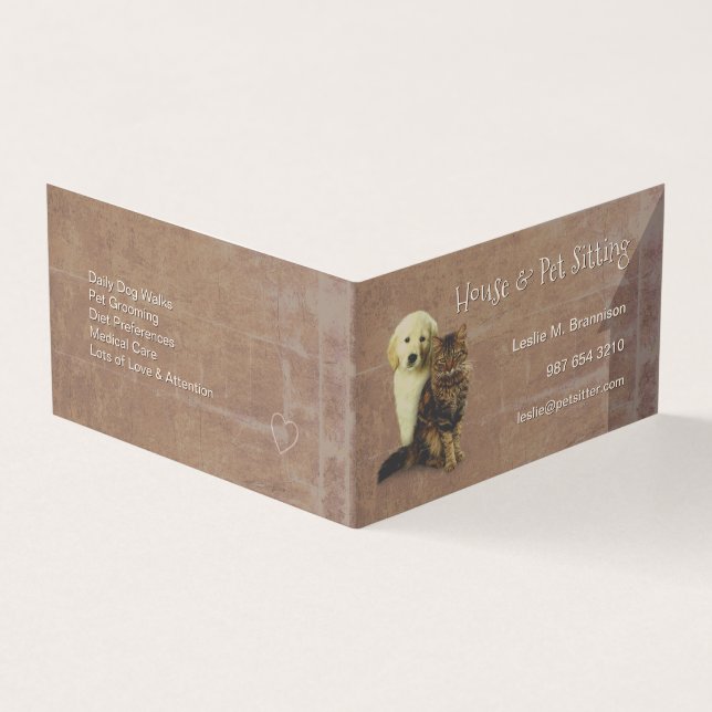 House & Pet Sitting Dog & Cat Business Card (Outside)