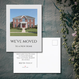 House Photo We've Moved Grey Moving Announcement Postcard