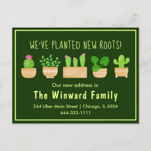 House Plants Cactus Dark Green New Home Postcard