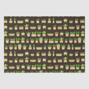 House Plants Cactus on Dark Brown Tissue Paper