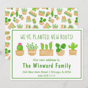 House Plants Cactus White New Home Announcement