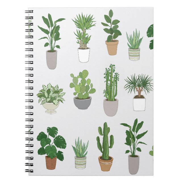 House plants, vintage doodle pattern notebook (Front)