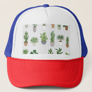 House plants, vintage doodle pattern trucker hat