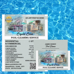 House Pool Sketch, Swimming Pool Cleaning Flyer