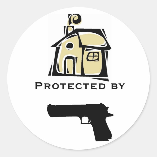 House Protected By Gun Classic Round Sticker (Front)